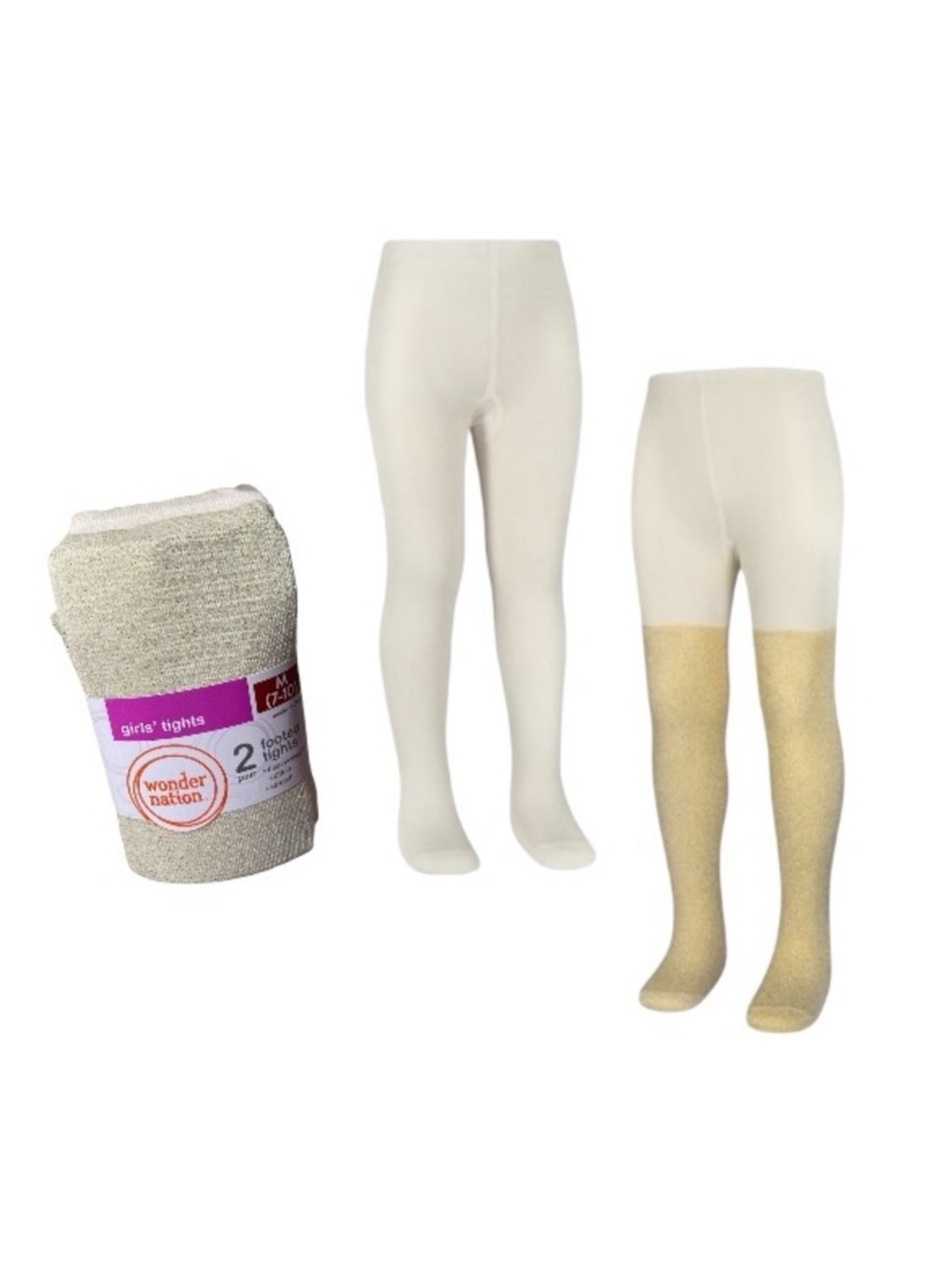 Wonder Nation Gold Lurex And Ivory Footed Tights